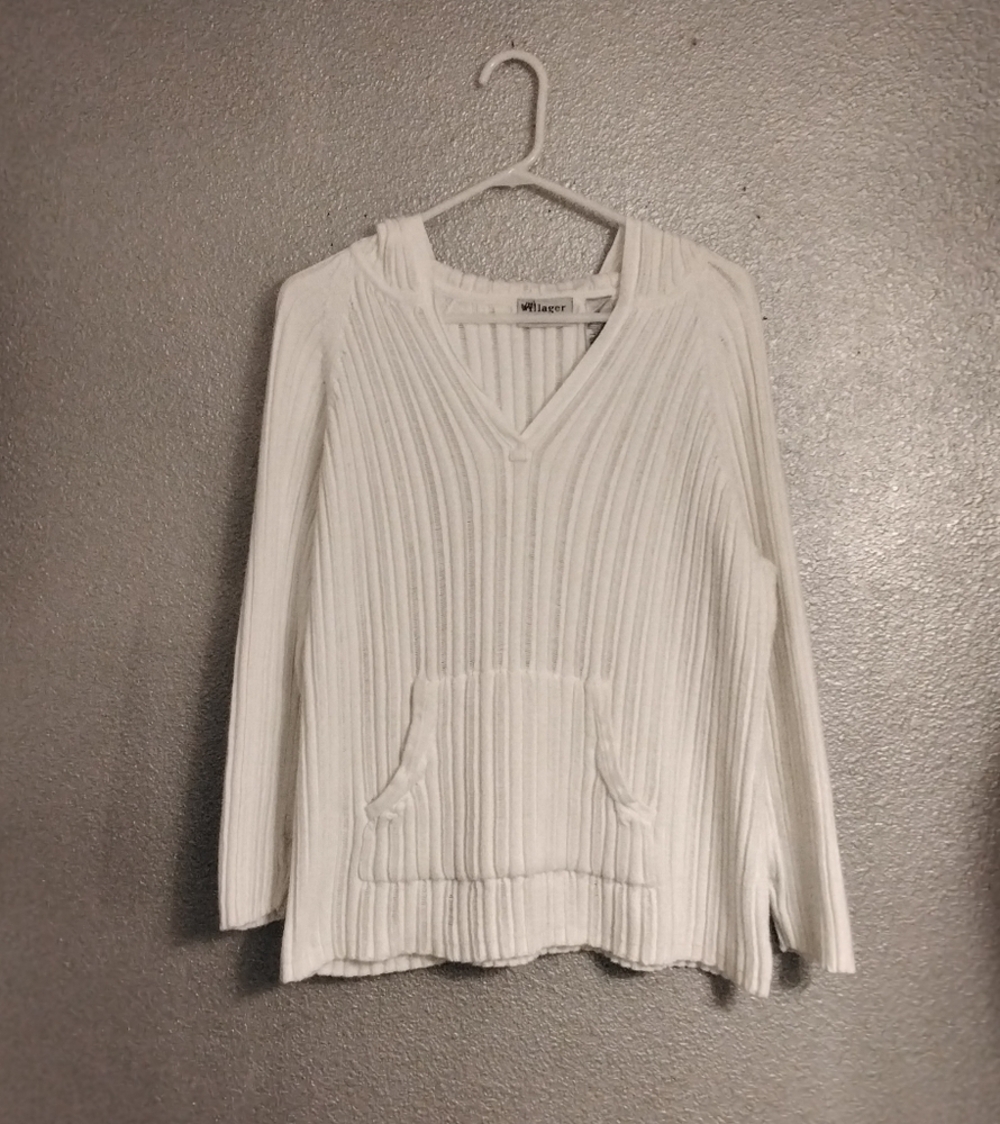 Villager Liz Claiborne Bleach White Pullover Hoodie   Size 3